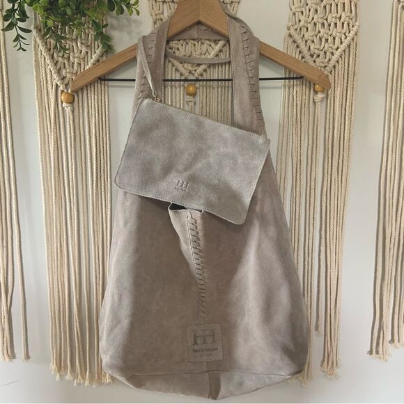 Haute Hippie Handbags - HAUTE HIPPIE Festival Hobo Suede Leather Bag Set Taupe